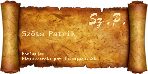 Szőts Patrik névjegykártya